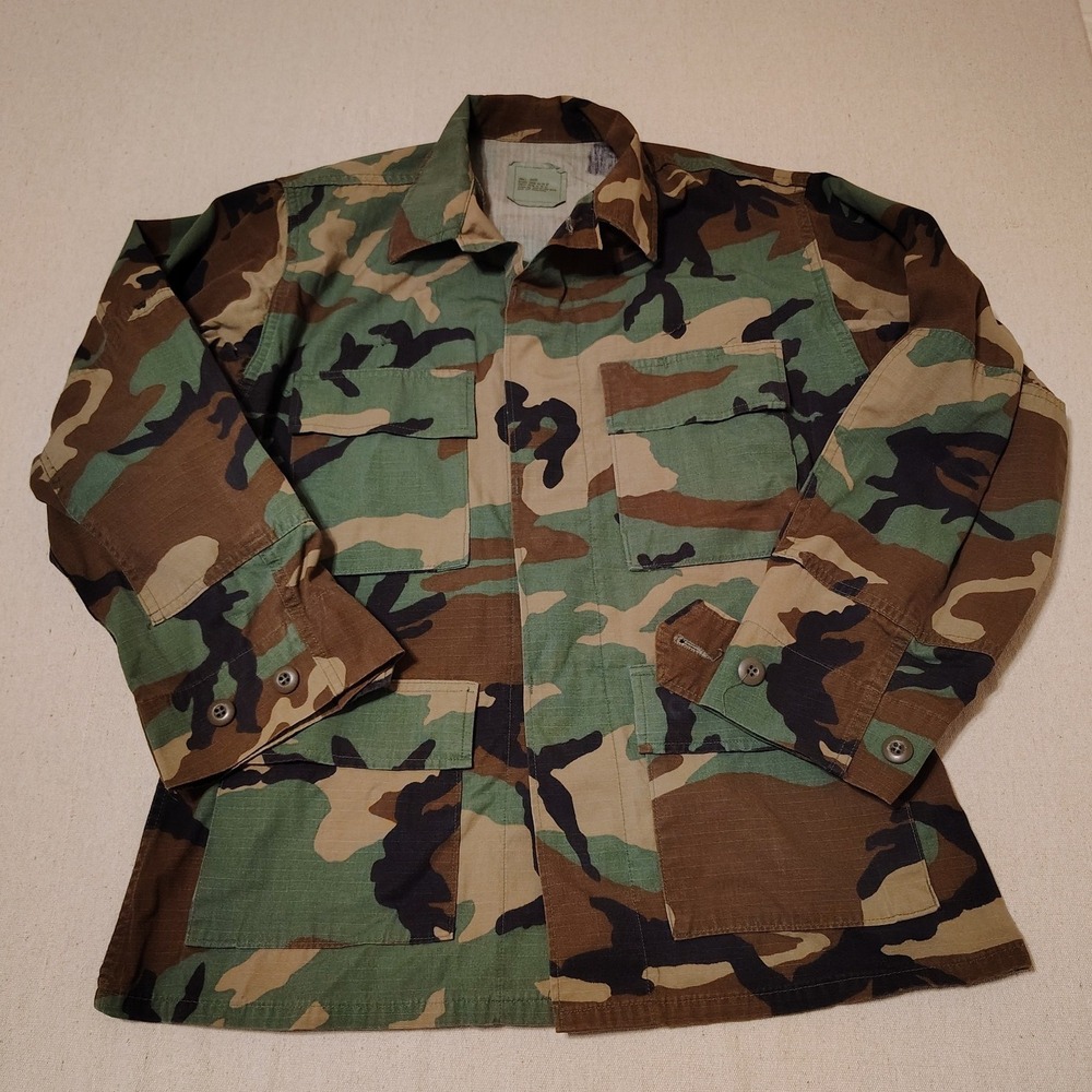 American Apparel Woodland Camouflage Combat Coat Ripstop Jacket Small Short